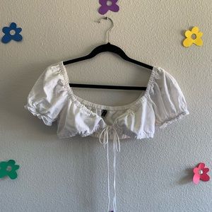 White Crop Tie Top